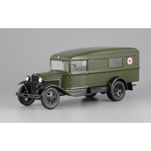 масштабные модели автобуса Горький-М55 Скорая помощь, выпуск 24, хаки 1 43