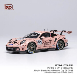 масштабные модели автомобиля Porsche 911 GT3 Cup (992) #90 Rosland Gold Malin 2 место Porsche Cup Brands Hatch 2023 1 43
