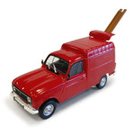 масштабная модель Renault 4 F6 фургон красный, диорама с фигуркой расклейка плаката 1 43
