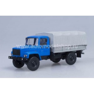 масштабные модели грузовика ГОРЬКИЙ 3308 4х4 (двигатель ЗМЗ-513) бортовой с тентом 1 43